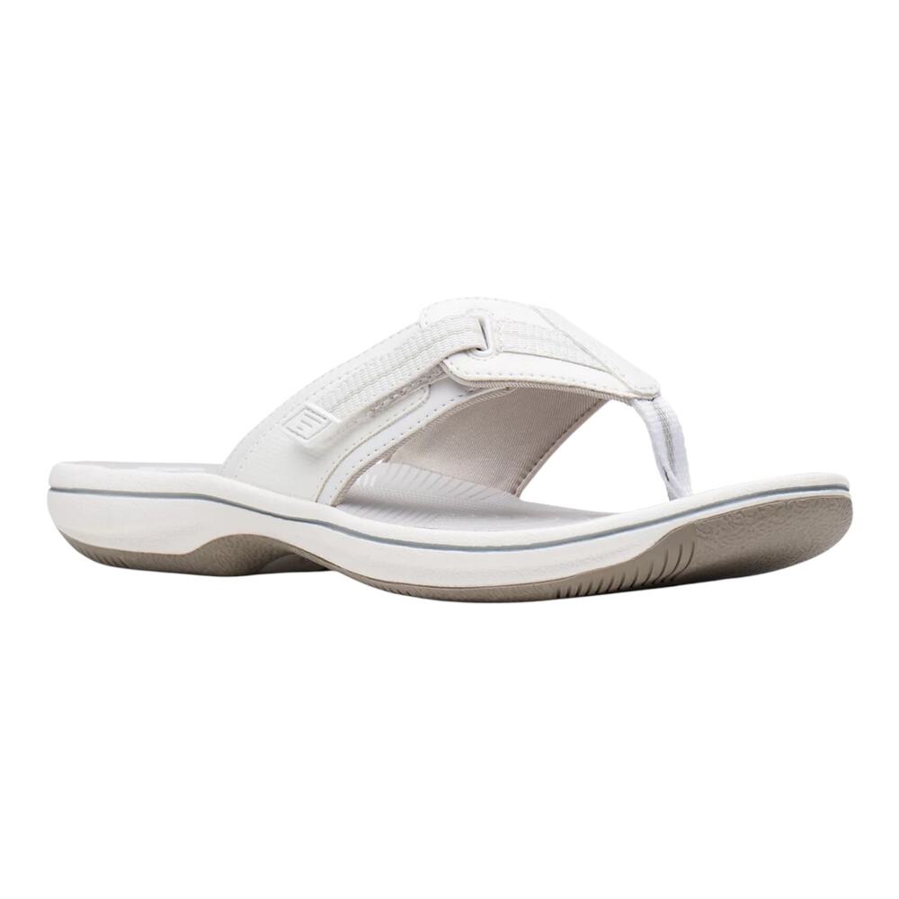 Clarks Women's Cloudsteppers Brinkley Jazz Flip Flop Thong Sandals White Size 9